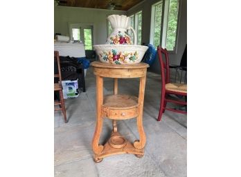 Antique Wash Basin Stand With Bowl And Pitcher