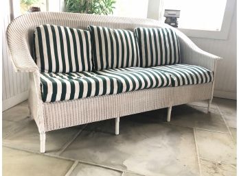 White Wicker 3 Cushion Sofa-77'