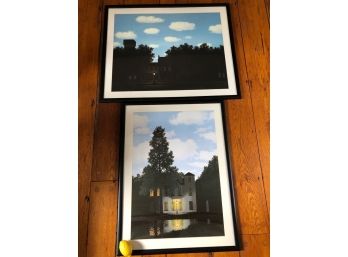 A Pair Of Black Framed French Scenes With Blue Skies