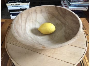 Round Banded Wood Box And A Carved Wooden Bowl