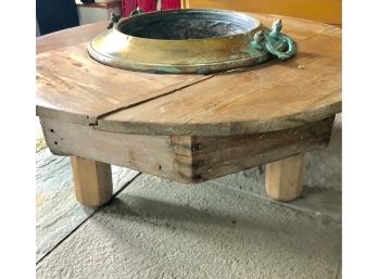 19th Century French Brazier On Rare Original Wooden Base