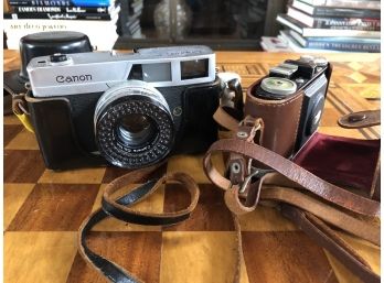 2 Vintage 35mm Cameras Prontor- S And Canon Canonet