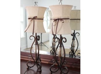 Pair Of Traditional Style Metal Lamps