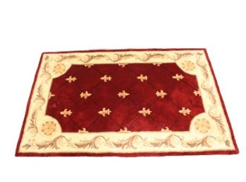 Eternal Collection Hand Tufted Wool Fleur De Lis Red Formal Rug