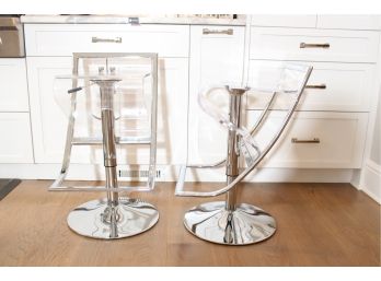 Two Modern Adjustable Acrylic Swivel Bar Stool