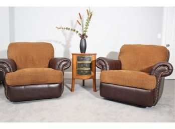 Leather And Upholstered Reclining Club Chairs