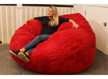 XL Lovesac Sac With Red Suede Cover