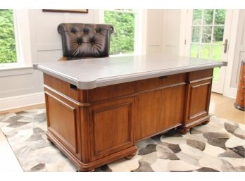 Thomasville Desk With Custom Top And Leather Executive Chair