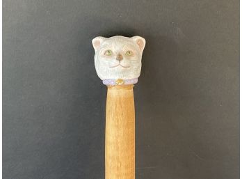 Antique Tiger Maple Walking Stick With A Feline Top