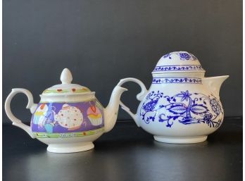 Two Teapots, Blue & White And Fairy Cake-Themed