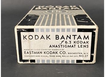 Art Deco Kodak Bantam 6.3 Camera, Original Box, 1935-1937