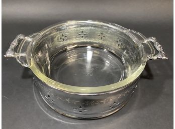 Vintage Fire King Casserole & Metal Holder