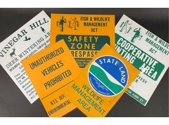 Vintage Metal NY State Hunting, Fishing, Wildlife Mgmt Signs