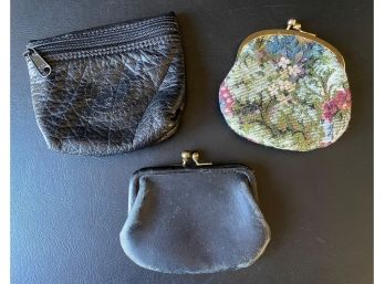 Three Vintage Coin Purses, Including Coach & Carlos Falchi