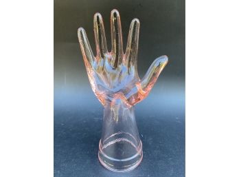 Whimsical Pink Glass Hand, Decorative Accent / Jewelry Holder