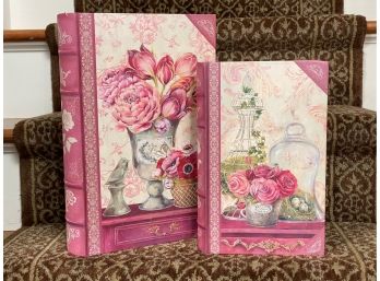 Two Pretty, Pink Faux Book Storage Boxes