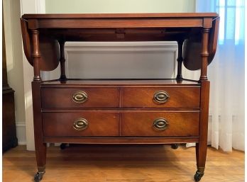 Fabulous Mid-Century Drop-Leaf Buffet/Bar Cart, Mahogany