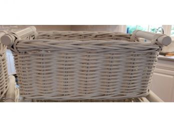 2 Pottery Barn White Wicker Baskets