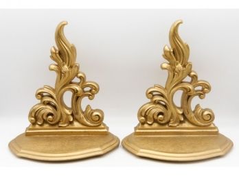 Pair Of Hand Carved / Gold Rococo Wall Brackets