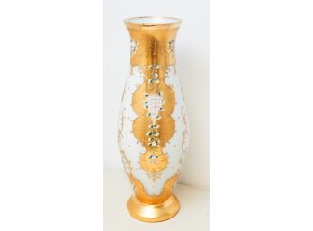 Italian Florentine Gilded Hand Painted Large Floral Vase