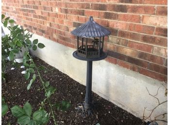 Vintage Wrought Iron Standing Bird House Feeder Stand