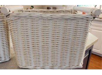 2 Pottery Barn White Wicker Baskets