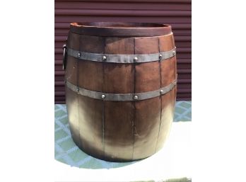 Unique Wine (metal) Barrel Table With Brass Hardware