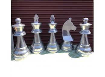 Set Of Five (5)   Large Chrome Chess Pieces