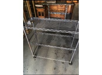 Three (3) Tier Metal Storage Rack On Wheels