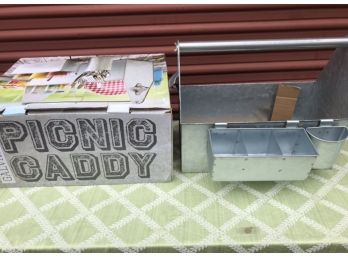 Galvanized Aluminum Picnic Caddy _ New Still In The Box