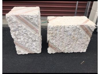 Plaster &  Marble Blocks Used As A Coffee Table And End Table