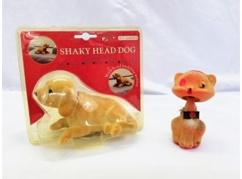 Two Vintage Bobble Head Animal Toys