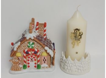 Gingerbread Tealight House & Winter Woodland Candle Holder