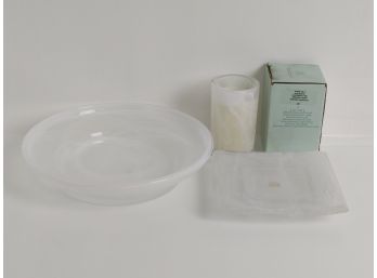 Partylite Frosted Glass Candle & Holders