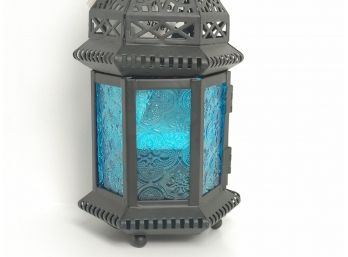 Blue Glass Moroccan Lantern