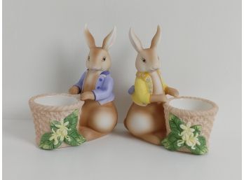 Pair Of Partylite Spring Bunny Votive Holders