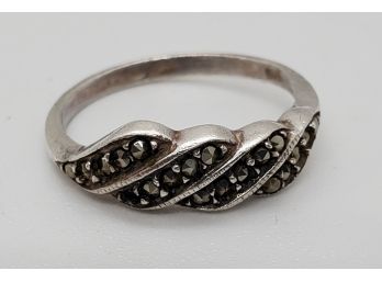 Vintage Size 7 Sterling Silver Ring With Marcasite Stones