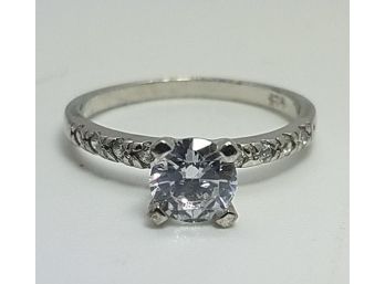 Size 7 Vintage Sterling Silver Ring With A Beautiful CZ Stone