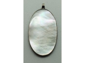 Large Vintage Baroni Sterling Silver Pendant With Mother Of Pearl ~ 1 3/4' X 1'