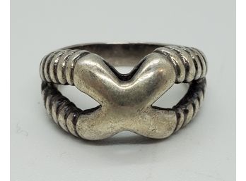 Size 5 1/2 Sterling Silver 'X' Pattern Ring