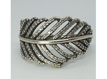 Size 8 1/2 Vintage Sterling Silver Pandora 'Light As A Feather' Ring