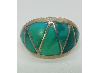 Size 6 12 Vintage Sterling Silver Turquoise Ring Marked 'MKL'