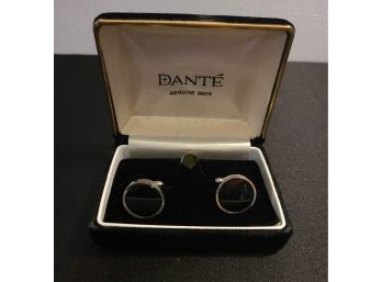 Dante Black Onyx Tie Tack And Cuff Link Set, NIB