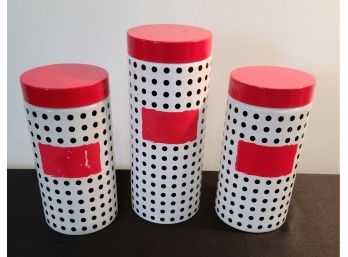 Blue Harbor 34147 74.3 & 57 (qty 2) Oz White Glass Jar & Polka Dots & Red Lid