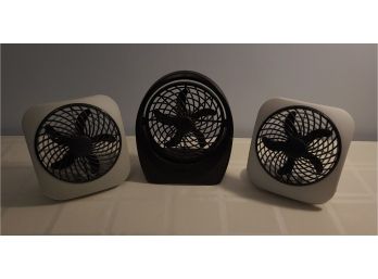 Lot Of 3 Small Battery Desk Fans