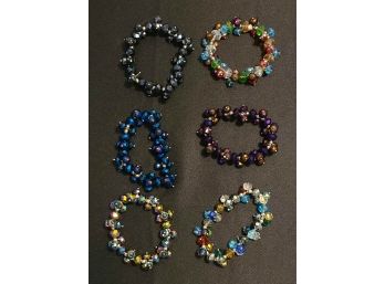 Lot Of 6 Multi Color Beaded Stretch Bracelets, Lots Of Fun!!