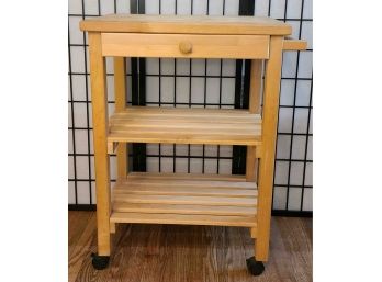 Wooden Kitchen Island Cart, 1 Drawer, Towel Bar, Locking Wheels