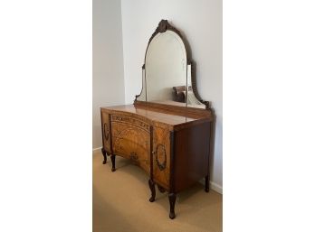 1920s European Dresser With Arched Etched Mirror