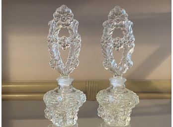 Vintage Pressed Glass Perfume Bottle Pair