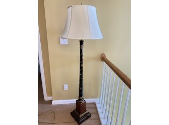 Hand Decorated Black And Gold Wood Floor Lamp